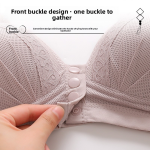 Large-sized front-button breastfeeding bra for women, button-style breastfeeding bra without underwire, gathering and lifting the chest, side retraction for overweight girls
