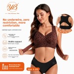 European and American large size mesh seamless jelly strip lifting leopard print posture correcting bra for women