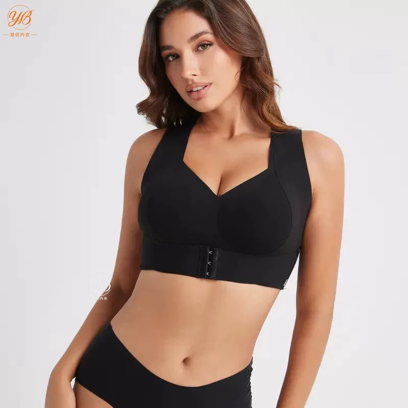European and American large size mesh seamless jelly strip lifting leopard print posture correcting bra for women