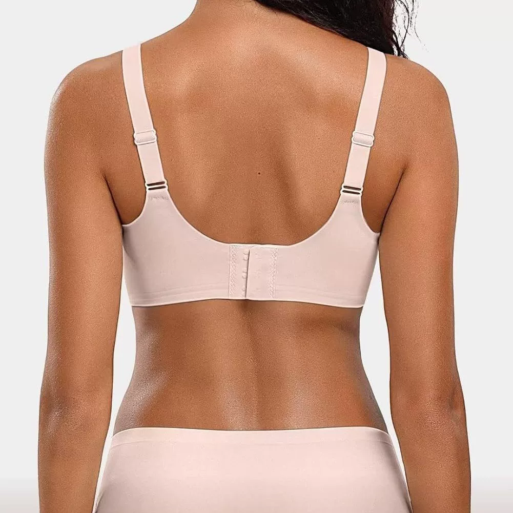 Large-sized seamless lingerie for women, jelly strips, soft support, thin, large bust, slimming, gathering top support, anti-sagging, breathable bra