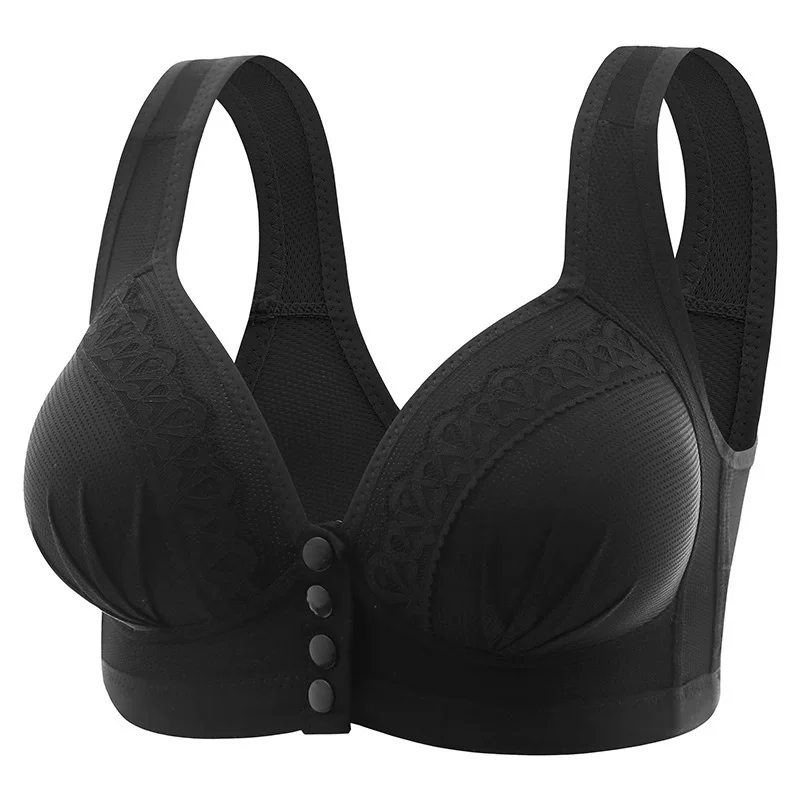 Large-sized front-button breastfeeding bra for women, button-style breastfeeding bra without underwire, gathering and lifting the chest, side retraction for overweight girls