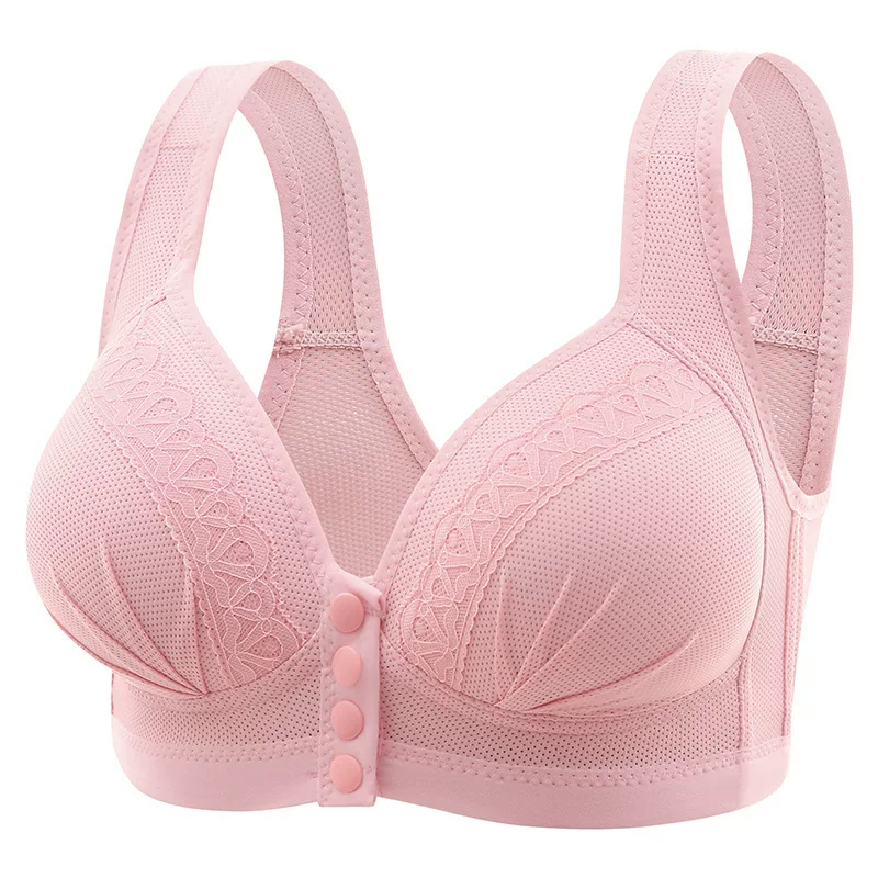 Large-sized front-button breastfeeding bra for women, button-style breastfeeding bra without underwire, gathering and lifting the chest, side retraction for overweight girls
