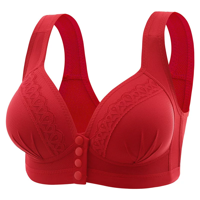 Large-sized front-button breastfeeding bra for women, button-style breastfeeding bra without underwire, gathering and lifting the chest, side retraction for overweight girls